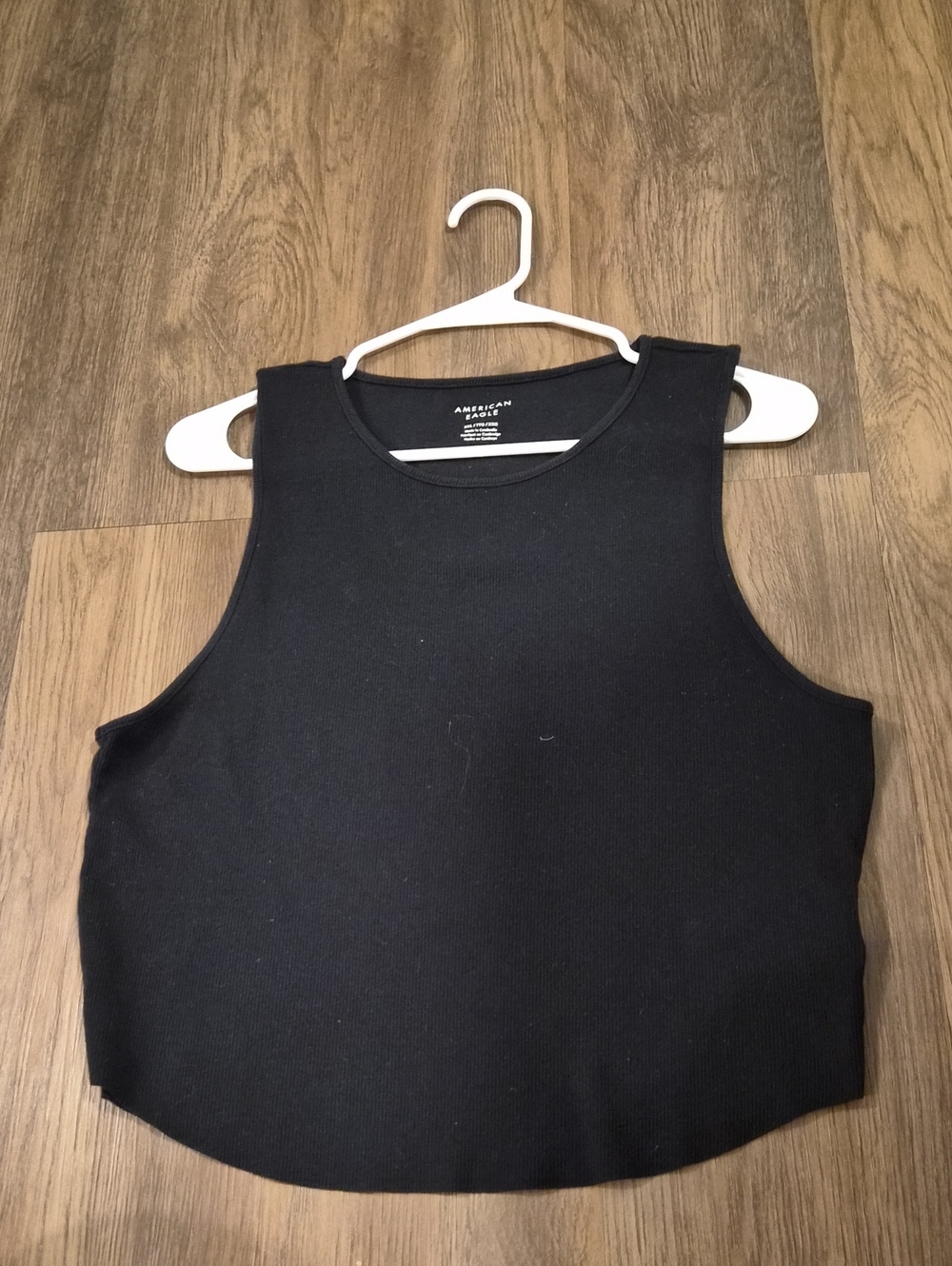 American Eagle Outfitters Black Cropped Rib Tank